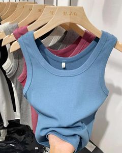 Damen-Tanktops, ärmellos, kurz, einfarbig, mit Hosenträger, Sport-Tanktops für Damen, 5 Farben