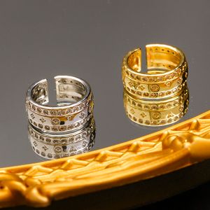 Anel de designer de luxo 18k ouro banhado para mulheres e homens anel de letra designer anéis