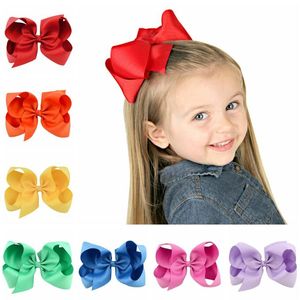 6 Inch Baby Girl Children hair bow boutique Grosgrain ribbon clip hairbow Large Bowknot Pinwheel Hairpins Hair Accessories Party decoration