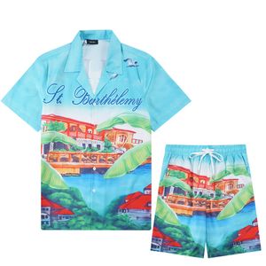 23 summer fashion Mens Tracksuits Hawaii beach pants set designer shirts printing leisure shirt man slim fit the board of directors short sleeve short beachs 048