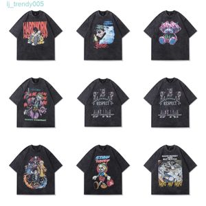 メンズTシャツTKPA Y2KギャングプリントハーフスリーブTシャツヒップホップオールドショートTシャツXV