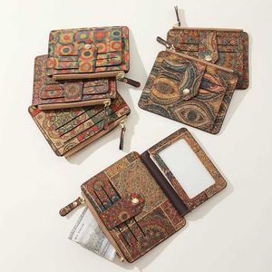 Utsökt multi-slotkortväska gjord av portugisisk kork, ultratunn och lätt blixtlås, liten plånbok, noll plånbok, rak 240315