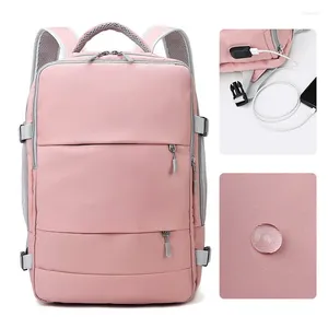 Schultaschen Damen Rucksack für Reisen im Freien wasserdichte Laptop-Rucksäcke modische Freizeittasche mit Gepäckgurt USB-Ladeanschluss