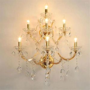 Lampada da parete Lampadari di lusso industriale a 7 luci con montatura in oro, illuminazione a lustri per applique decorative El Hall