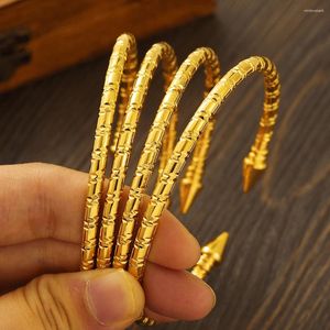 Bangle 65mm 24k Gold Plated Vintage for Women High Quality Dubai Bride Wedding Etiopian Armband Africa Party Gifts