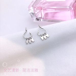 Stud Earrings S925 Sterling Silver 925 Original Push Not Easy Allergic Fading Casual Dating Cute Fish And Fishhook Luxy Present