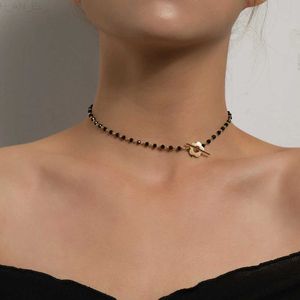 Andere SUMENG 2024 Neue Mode Luxus Schwarz Kristall Glas Perle Kette Choker Halskette Für Frauen Blume Lariat Lock Kragen Geschenke L24313