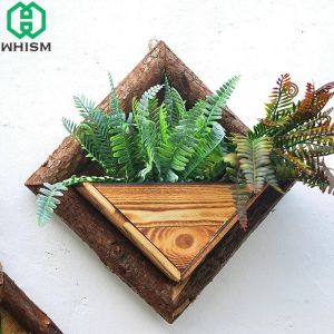 Planters Creative Wallmounted Wooden Flowers Basket Wall Hanging Flower Pots Green Plant Container Garden Planter Balcony Decorations