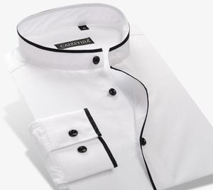 Camicie eleganti da uomo039 Colletto a fascia Colletto alla coreana con bordino nero Design senza tasche Casual Sottile Manica lunga Standardfit 2729072