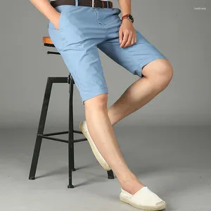 Men's Shorts Brand Summer Men Casual Solid Color Mid-waist Regular Cotton Breathable Knee Length Short Homme Plus 29-42