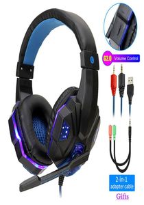 Professionella LED -lätta spel hörlurar för dator PS4 Justerbar basstereo -PC -spelare över öronkända headset med mic -gåvor R9719735