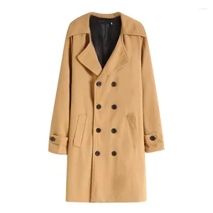 Men's Trench Coats Autumn Winter Coat Mid-length Loose Woolen Korean Over-the-knee Thickened