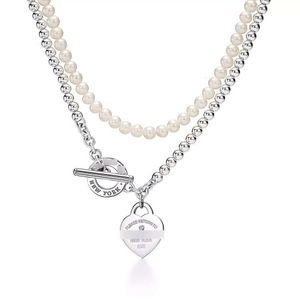 TiffanyJewelry TiffanyBracelet Necklace Designer Necklace for Woman Luxury Jewelry Seiko高品質の新しいビーズOTラブネックレス付きダイヤモンドセーターチェーンネットHO
