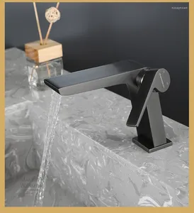 Banyo Lavabo musluklar Tasarım Pirinç musluk yüksek kaliteli bakır tek delikli tutamak havza mikser musluk gri/krom/siyah
