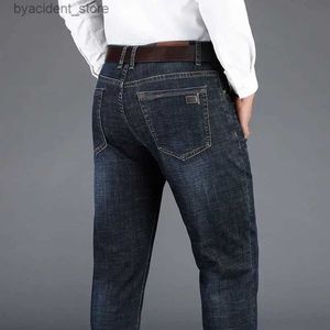 Men's Jeans 2023 Autumn New Office Business Jeans Men Classic Style Blue Black Stretch Straight-leg Denim Pants Male Brand Trousers L240313