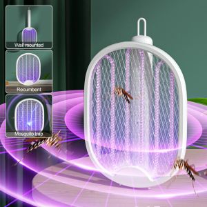 Film 4 in 1 Electric Mosquito Killer Fly Swatter Trap Usb Rechargeable Mosquito Racket Insect Killer with Uv Light Bug Zapper 3000v