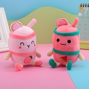 Fruit Milk Tea Cup Plush Key Chains Toys School Bag Pendant Key Ring Wallet Bag Pendants Kids Toy Gift 2024