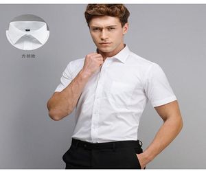 Manga curta superior dos homens camisas de vestido negócios branco verão formal escritório tamanho grande 4xl algodão ployester verde camisa branca dress6305718