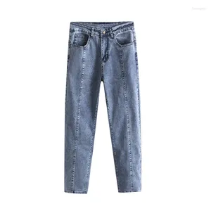 Women's Jeans Oversize L-8xl Vintage Washed Denim Pencil Trousers High-waisted Stretch Female Casual Pants Spring Autumn