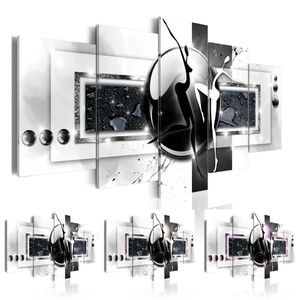 Unframed5 Panel Canvas Art Abstract Black and White Dancer Oil Målningsrum Dekoration Väggbilder för vardagsrum221E