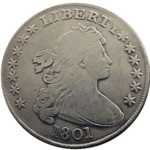 Moedas dos estados unidos 1801 drapeado busto latão banhado a prata dólar carta borda cópia coin213s