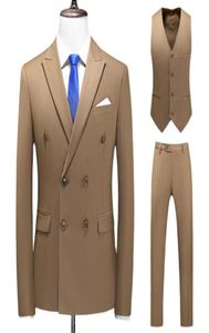 3pieces Wedding Suit Men Odzież Moda Podwójnie piersi Solid Slim Fit Business Formal Nur Casual Tuxedo Dress Plus Size 6xl Me8932839