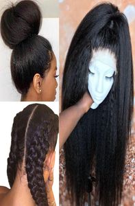 Kinky peruca reta cheia do laço perucas de cabelo humano para preto feminino 250 densidade u parte peruca yaki peruca cheia do laço perucas dianteiras do laço everbeauty3045534