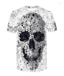 Men039s T-Shirts Schädel T-shirt Männer Skeleton T-shirt Punk Rock T-shirt Gun Shirts 3d Druck Vintage Gothic Herren Kleidung Sommer To5202874