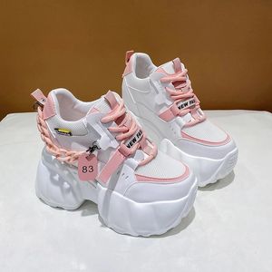 Comem kvinnor dolda klackar sportskor kilar casual kedja chunky skor hög plattform kvinna 10 cm höst andningsbara sneakers 240228