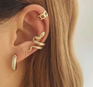 Stud Earrings 3 Pcs/Set Gold Silver Color Snake Alloy Fashion Retro C-shaped Ear Clips Hip Hop Trendy Jewelry Gift For Women And Men