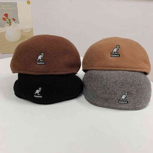 Japonês pequena circunferência da cabeça kangol canguru anti-desgaste boina de lã feminino outono e inverno inglaterra retro selvagem chapéu para frente q07313r