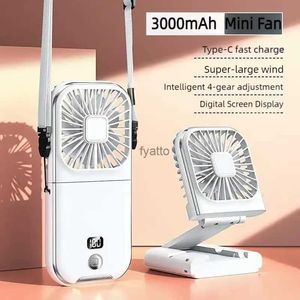 Electric Fans Folding collar fan cooling desktop handheld USB mini camping silent ventilation sports air coolerH240313