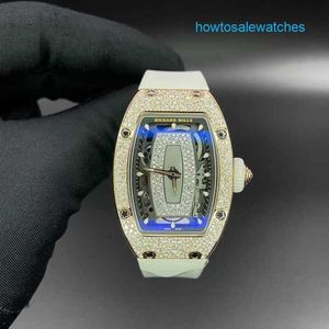 Nice Wrist Watches Unisex Wristwatch RM Watch RM07-01 Womens Series RM07-01 Rose Gold Full Diamond White Fritillaria Lip Machine