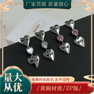 Designer miuimiui earrings Miao Familys Love Metal Cool Style Earrings with Individualized Small Style Design Sense Love Long Earrings Love Zircon Earrings