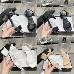 Womens Rhinestone Heels Sheepskin Chunky Sandals Real Leather Luxury High Heels Fashion Party Dress Shoes With Box 534