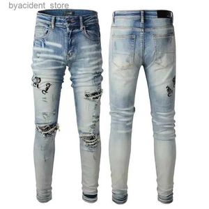 Mäns jeans herrar jeans designer ksubi jeans miri jeans denim jeans med hål mens rak ben blixtlås amari jeans hip hop stretch slim-fit byxor sanna jeans l240313