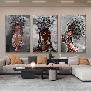 Paintings Abstract African Girl Canvas Posters And Prints Music Symbol Black Woman Art Painting Wall Pcitures For Home Decor1963