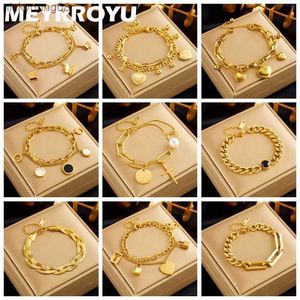 Bangle MEYRROYU 316 Stainless Steel Butterfly Heart Belt Twist Multilayer Chain Bracelet For Women Jewelry Party Gifts Bijoux PulseraL2403