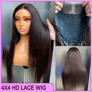 Wholesale Price On Sale Malaysian Peruvian Brazilian Natural Black Silky Straight 4x4 HD Lace Closure Wig 100% Raw Virgin Remy Human Hair