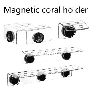 Peças Fontes Marinhas Aquário Transparente Acrílico Coral Frag Plugs Rack Titular Sps Coral Suporte Seawater Fish Tank Acessórios Magnéticos