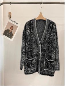 Kvinnors stickor Top End Women Fashion Pure Cashmere V-hals Cardigan Coat Elegant Lady Long Sleeve Single Breasted Jacket tröja