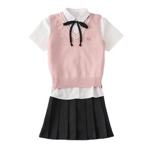 Vuxna kvinnor japansk koreansk student jk enhetlig kostymer höst och vinterskjorta tröja väst veckad kjol flickor skolklänningar 240229