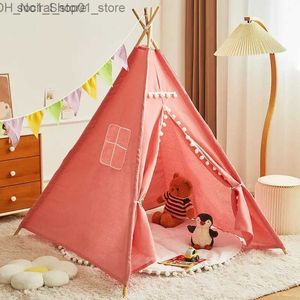 Toy Tents Toy Tents Dropshipping Childrens Tent Tipi Folding Kids Play House Indoor Outdoor Camping House Boys Gilrs Indian Castle Tents Wigwam Q231220 L240313