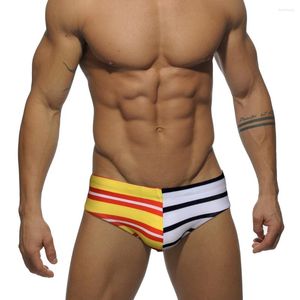 Men's Swimwear Sexy Striped Swim Briefs Mens Low Waist Beach Quick Dry Bathing Suit Fashion Male Pad Push Up Swimsuit Zwembroek Heren