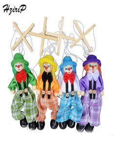 4 szt./Zestaw 25 cm Klasyczne zabawne drewniane drewniane klaun ciąg ściągający marionetka vintage stawowa aktywność lalka