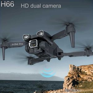 Drones Yeni H66 Drone Yüksek Tanımlı Çift Kamera Hava Fotoğrafçılık WiFi Bağlantı Uygulaması Kontrolü Tek düğmeli dönüş Uçuş Başsız 24313