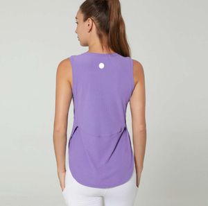 LU-1283 Women Vest O neck Sleeveless Side Open Breathable Quick Dry Yoga Shirt Running Training Loose Fitness Clothes Sports Tank top656