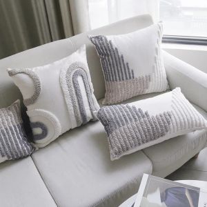 Poduszka boho pętla poduszka szara beżowa poduszki domowe dekoracja kępka na sofę krzesło do łóżka poduszka pokrywka nordycka 45x45/30x50 cm
