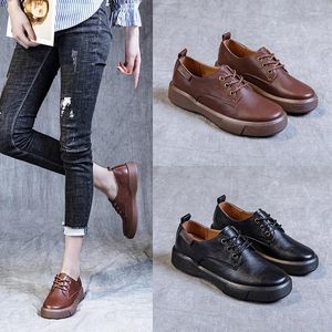 Casual Shoes 2024 Spring Women's Oversiased Vintage British Style Flat-d inty koronki