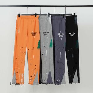 Calças masculinas Galleryes Sweaterpant Dept Outono Inverno American Dept. Maré pintado à mão Speckle Costura Calça com cordão S U6YY JZDZ